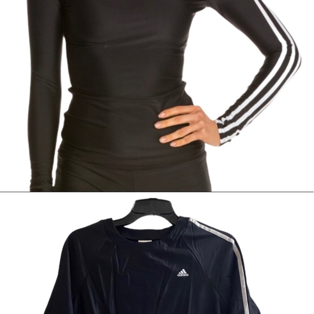Adidas 3-stripe long sleeve solid rashguard black